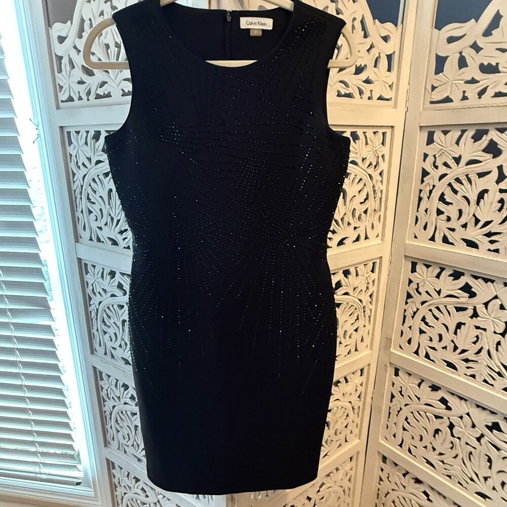 Calvin Klein Black Beaded Dress Size 8